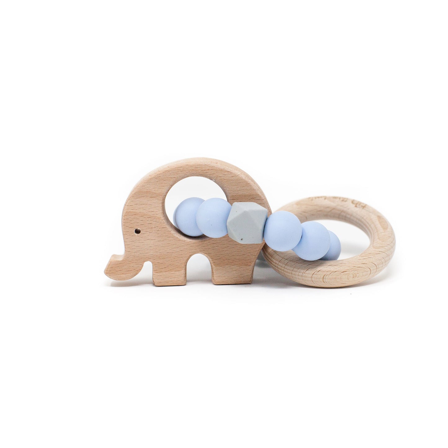 Elephant Rattle - Food Grade Silicone & Beech Wood Teether