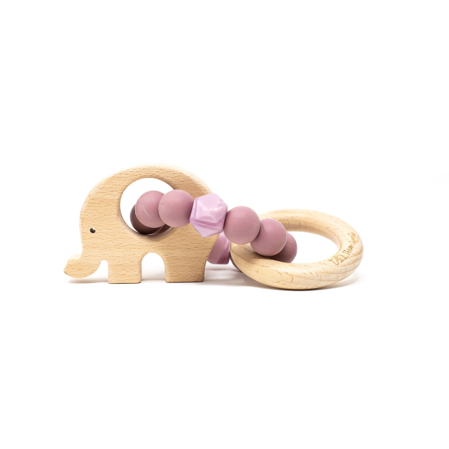 Elephant Rattle - Food Grade Silicone & Beech Wood Teether