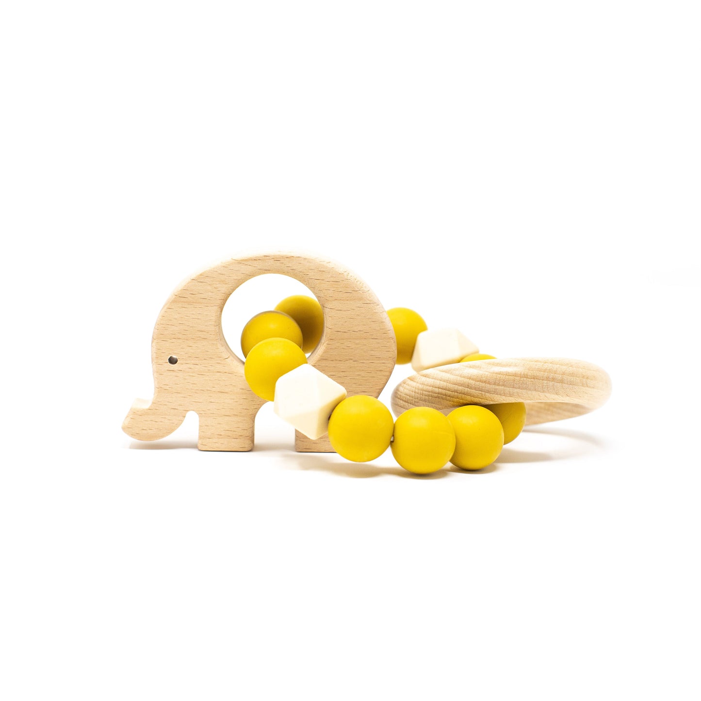 Elephant Rattle - Food Grade Silicone & Beech Wood Teether
