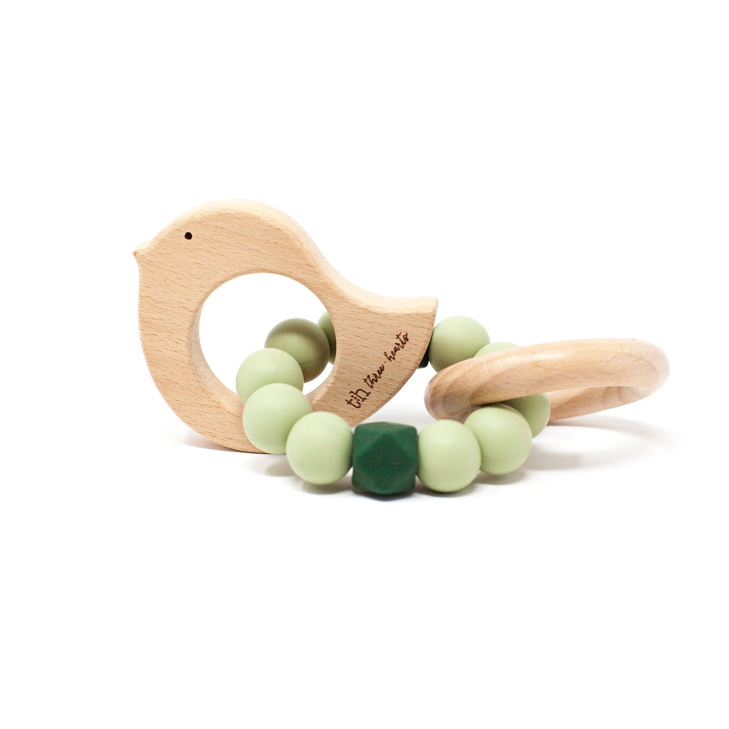Dove Rattle - BPA Free Silicone & Beech Wood