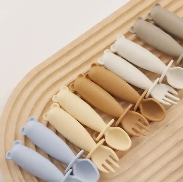 BPA Free Silicone Teether Fork & Spoon - Sili Set