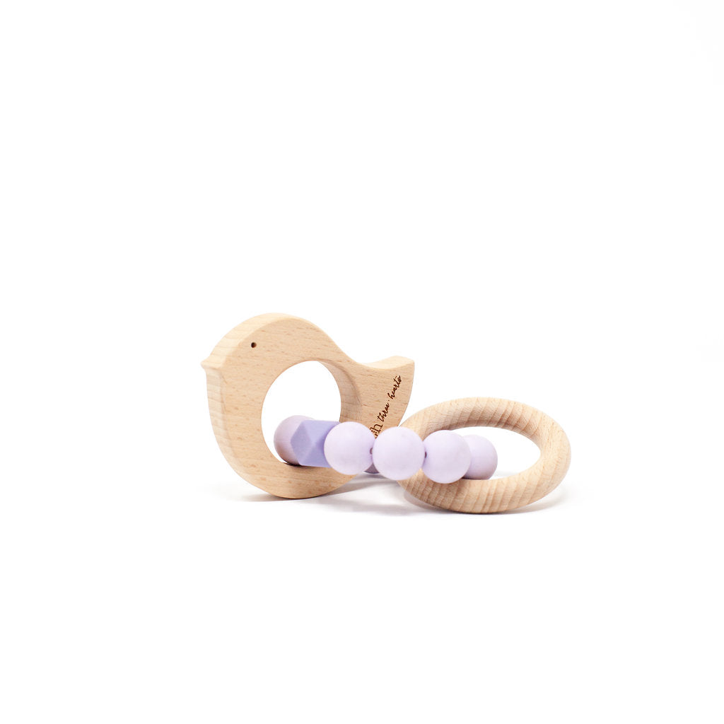 Dove Rattle - BPA Free Silicone & Beech Wood