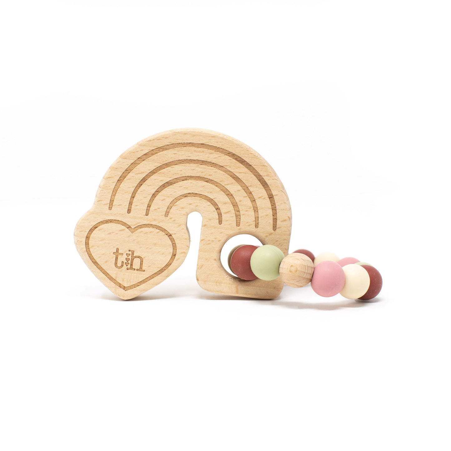 Rainbow Wooden Teether - Natural Beech Wood & BPA Free Silicone