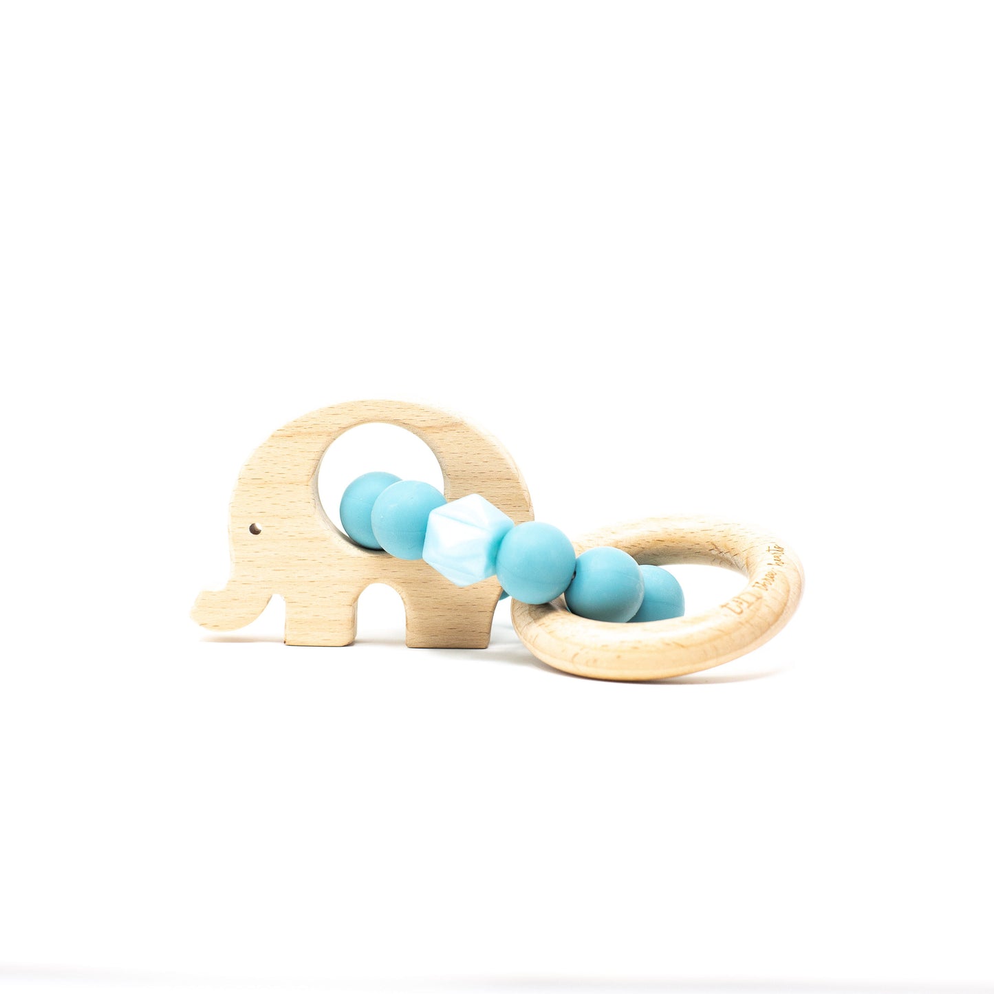 Elephant Rattle - Food Grade Silicone & Beech Wood Teether