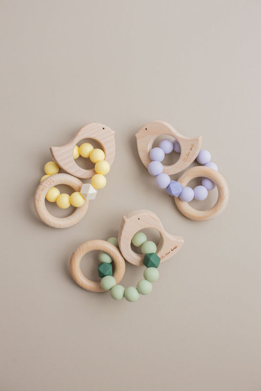 Dove Rattle - BPA Free Silicone & Beech Wood