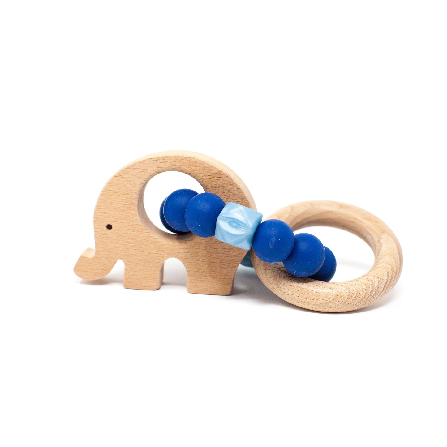 Elephant Rattle - Food Grade Silicone & Beech Wood Teether