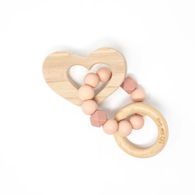 Heart Rattle - Natural Beech Wood