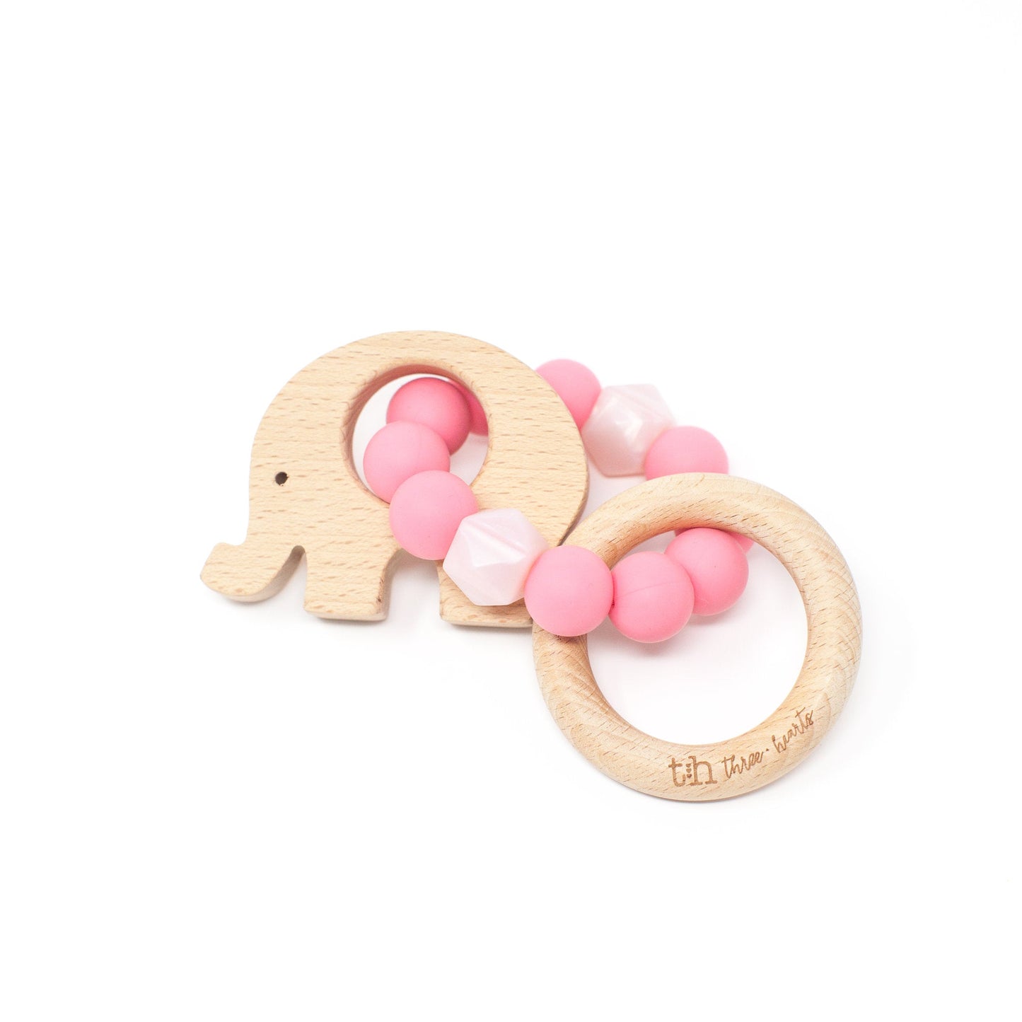 Elephant Rattle - Food Grade Silicone & Beech Wood Teether